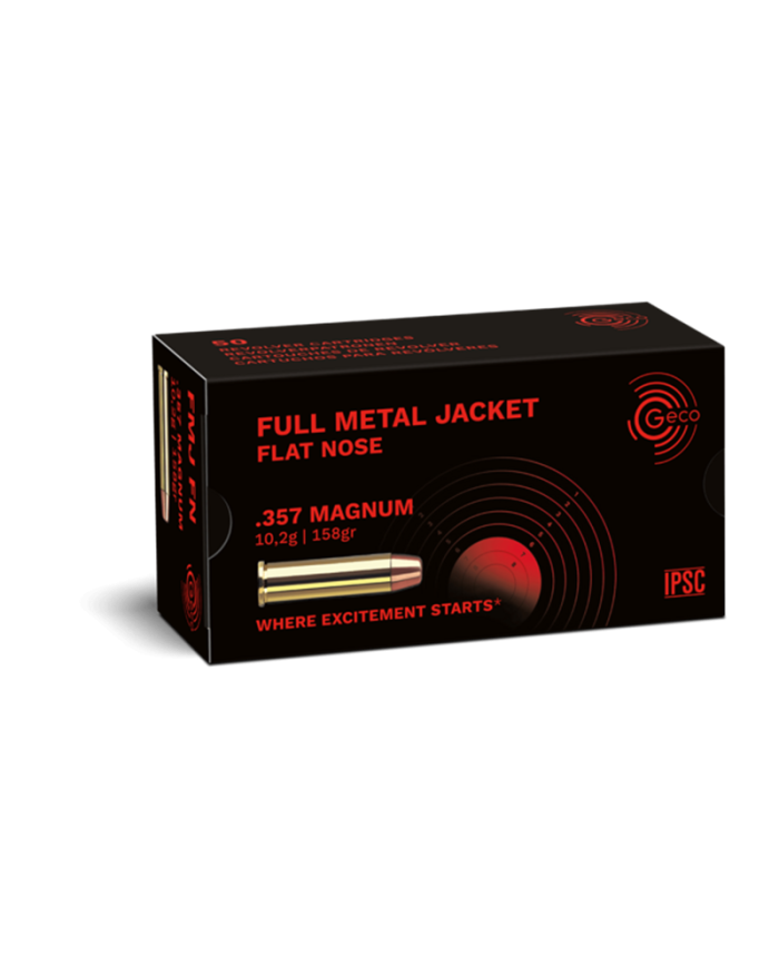 GECO 357 MAGNUM FMJ FLAT NOSE 158GR X50