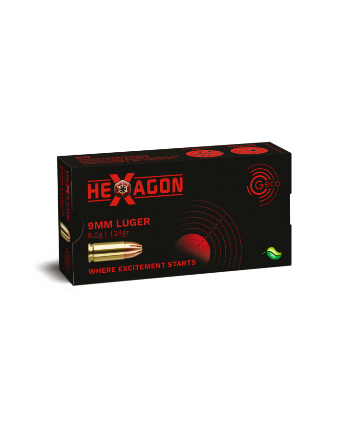 GECO 9MM LUGER HEXAGON 8G/124GR