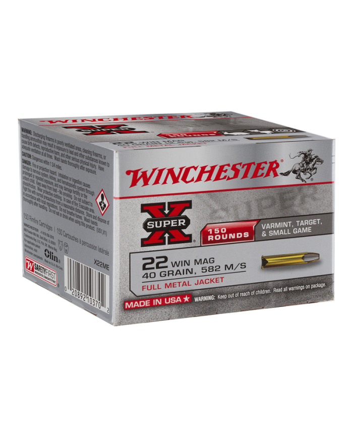 WINCHESTER 22 MAGNUM SUPER-X FMJ 40GR X150