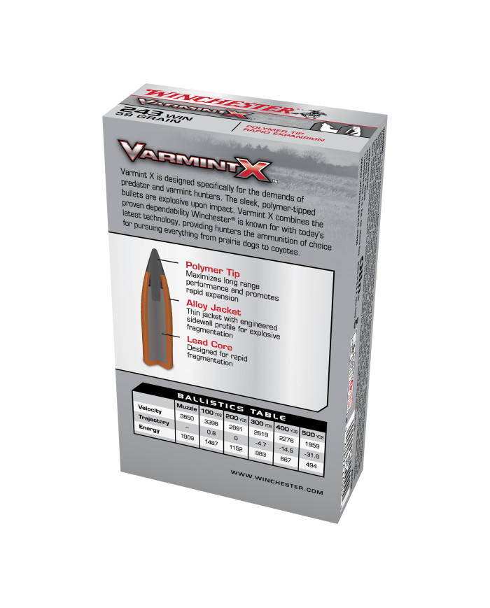 WINCHESTER 243 WIN VARMINT-X 58GR X20
